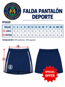 Falda pantalón deporte (50% poliester, 50% algodón)